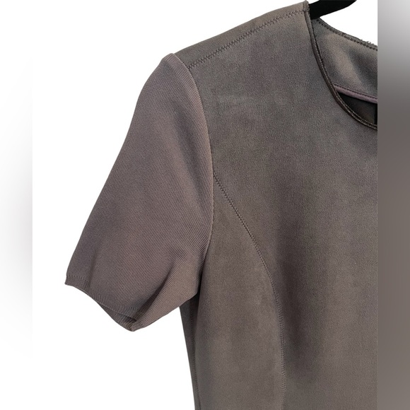 Elie Tahari - Faux Suede Short Sleeve Dress in Gray - Women’s Size 2 - Picture 3 of 7